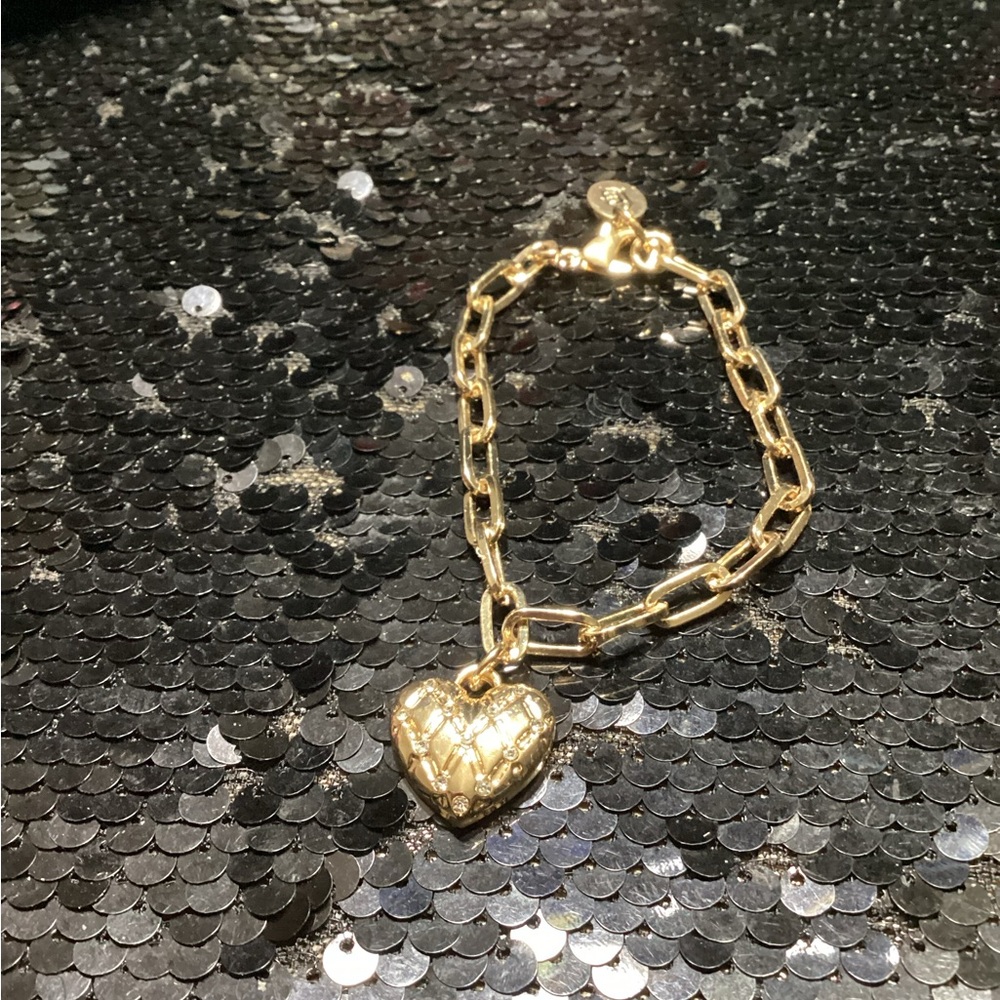 Juicy Couture 7” Gold Heart Charm Bracelet
